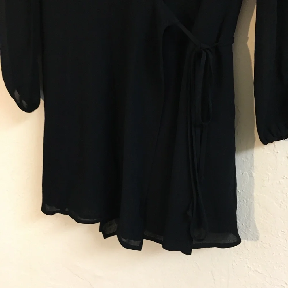 Reformation Mini Wrap Dress Size SP Black Party Cocktail Wedding Evening - Picture 8 of 15